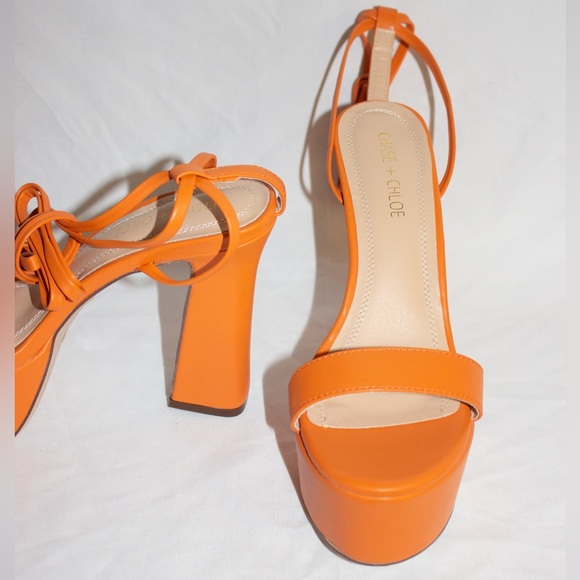 Chase + Chloe Platform Heels | Orange | 7.5 - Picture 6 of 6